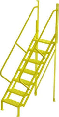 TRI-ARC - 112" 7 Step Configurable Crossover Ladder - 50° Incline, 1,000 Lb Capacity, 70" Platform Height, 30" Base Width x 61" Base Depth, Perforated Tread - Caliber Tooling