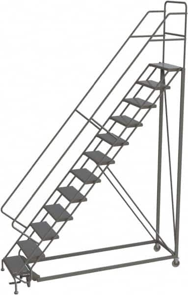 TRI-ARC - 156" 12 Step Configurable Rolling Ladder - 50° Incline, 450 Lb Capacity, 120" Platform Height, 35" Base Width x 90" Base Depth, Perforated Tread - Caliber Tooling