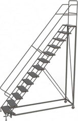 TRI-ARC - 166" 13 Step Configurable Rolling Ladder - 56° Incline, 450 Lb Capacity, 130" Platform Height, 39" Base Width x 97" Base Depth, Perforated Tread - Caliber Tooling