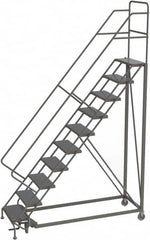 TRI-ARC - 136" 10 Step Configurable Rolling Ladder - 50° Incline, 450 Lb Capacity, 100" Platform Height, 35" Base Width x 76" Base Depth, Perforated Tread - Caliber Tooling