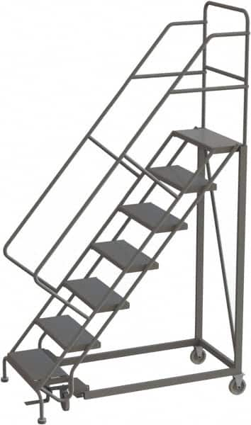 TRI-ARC - 106" 7 Step Configurable Rolling Ladder - 50° Incline, 450 Lb Capacity, 70" Platform Height, 35" Base Width x 56" Base Depth, Perforated Tread - Caliber Tooling