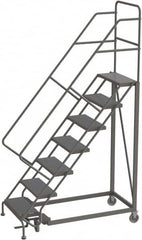 TRI-ARC - 106" 7 Step Configurable Rolling Ladder - 50° Incline, 450 Lb Capacity, 70" Platform Height, 35" Base Width x 56" Base Depth, Perforated Tread - Caliber Tooling