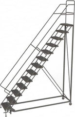 TRI-ARC - 166" 13 Step Configurable Rolling Ladder - 56° Incline, 450 Lb Capacity, 130" Platform Height, 39" Base Width x 97" Base Depth, Serrated - Caliber Tooling