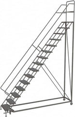 TRI-ARC - 186" 15 Step Configurable Rolling Ladder - 56° Incline, 450 Lb Capacity, 150" Platform Height, 39" Base Width x 111" Base Depth, Perforated Tread - Caliber Tooling