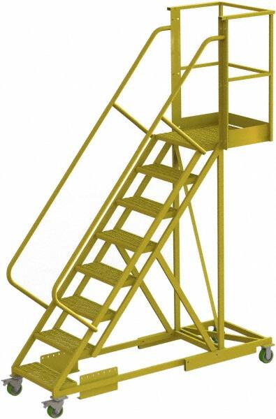 TRI-ARC - 122" 8 Step Configurable Cantilever Ladder - Supported, 300 Lb Capacity, 80" Platform Height, 30" Base Width x 89" Base Depth, Serrated - Caliber Tooling