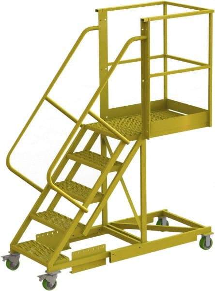 TRI-ARC - 92" 5 Step Configurable Cantilever Ladder - Supported, 300 Lb Capacity, 50" Platform Height, 30" Base Width x 74" Base Depth, Perforated Tread - Caliber Tooling