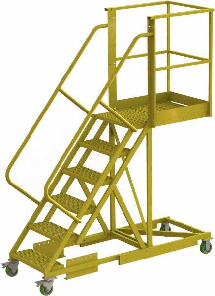 TRI-ARC - 102" 6 Step Configurable Cantilever Ladder - Supported, 300 Lb Capacity, 60" Platform Height, 30" Base Width x 82" Base Depth, Perforated Tread - Caliber Tooling