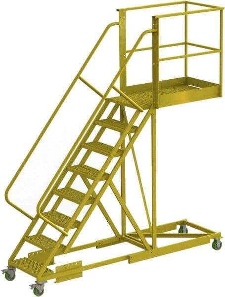 TRI-ARC - 122" 8 Step Configurable Cantilever Ladder - Supported, 300 Lb Capacity, 80" Platform Height, 30" Base Width x 109" Base Depth, Serrated - Caliber Tooling