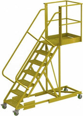 TRI-ARC - 112" 7 Step Configurable Cantilever Ladder - Supported, 300 Lb Capacity, 70" Platform Height, 30" Base Width x 91" Base Depth, Perforated Tread - Caliber Tooling