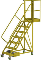 TRI-ARC - 112" 7 Step Configurable Cantilever Ladder - Unsupported, 300 Lb Capacity, 70" Platform Height, 30" Base Width x 81" Base Depth, Perforated Tread - Caliber Tooling