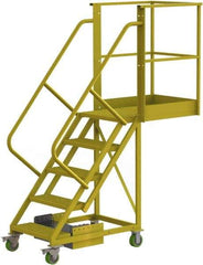 TRI-ARC - 92" 5 Step Configurable Cantilever Ladder - Unsupported, 300 Lb Capacity, 50" Platform Height, 30" Base Width x 74" Base Depth, Serrated - Caliber Tooling