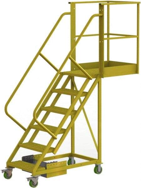 TRI-ARC - 102" 6 Step Configurable Cantilever Ladder - Unsupported, 300 Lb Capacity, 60" Platform Height, 30" Base Width x 82" Base Depth, Serrated - Caliber Tooling