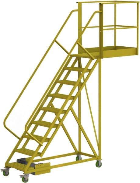 TRI-ARC - 132" 9 Step Configurable Cantilever Ladder - Unsupported, 300 Lb Capacity, 90" Platform Height, 30" Base Width x 117" Base Depth, Perforated Tread - Caliber Tooling