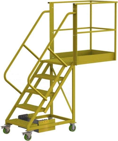 TRI-ARC - 92" 5 Step Configurable Cantilever Ladder - Unsupported, 300 Lb Capacity, 50" Platform Height, 30" Base Width x 84" Base Depth, Serrated - Caliber Tooling