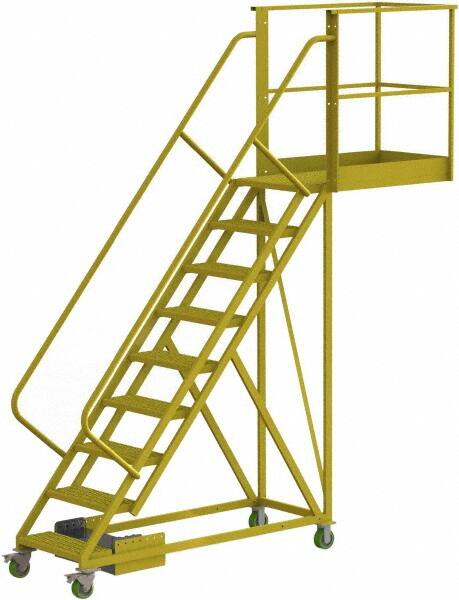 TRI-ARC - 132" 9 Step Configurable Cantilever Ladder - Unsupported, 300 Lb Capacity, 90" Platform Height, 30" Base Width x 117" Base Depth, Serrated - Caliber Tooling