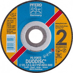 PFERD - 46 Grit, 4-1/2" Wheel Diam, 1/8" Wheel Thickness, Type 27 Depressed Center Wheel - Aluminum Oxide - Caliber Tooling