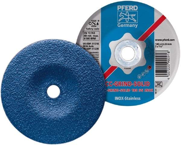 PFERD - 46 Grit, 7" Wheel Diam, Type 27 Depressed Center Wheel - Aluminum Oxide - Caliber Tooling