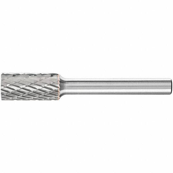 PFERD - 3/8" Cut Diam, 1/4" Shank Diam, Cylinder Head Double Cut Burr - Carbide, Flat End, 3/4" LOC, 2-1/2" OAL - Caliber Tooling