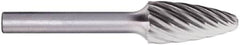 PFERD - 1/2" Cut Diam, 1/4" Shank Diam, Tree with Radius Head Fluted Cut Burr - Carbide, Radius End, 1" LOC, 2-3/4" OAL - Caliber Tooling