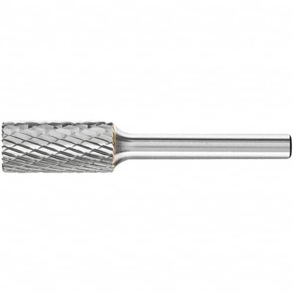 PFERD - 1/2" Cut Diam, 1/4" Shank Diam, Cylinder with End Cut Head Double Cut Burr - Carbide, End Cut End, 1" LOC, 2-3/4" OAL - Caliber Tooling