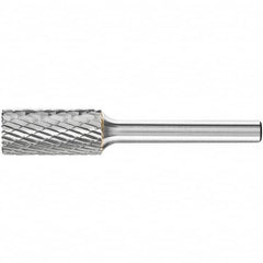 PFERD - 1/2" Cut Diam, 1/4" Shank Diam, Cylinder with End Cut Head Double Cut Burr - Carbide, End Cut End, 1" LOC, 2-3/4" OAL - Caliber Tooling