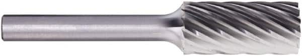 PFERD - 3/8" Cut Diam, 1/4" Shank Diam, Cylinder Head Fluted Cut Burr - Carbide, Flat End, 3/4" LOC, 2-1/2" OAL - Caliber Tooling