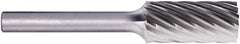 PFERD - 3/8" Cut Diam, 1/4" Shank Diam, Cylinder Head Fluted Cut Burr - Carbide, Flat End, 3/4" LOC, 2-1/2" OAL - Caliber Tooling