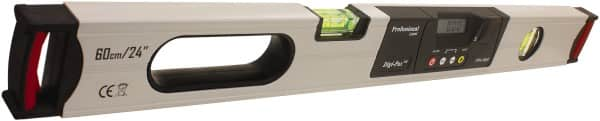 Digi-Pas - 24" Long 2 Vial Box Beam Level - Aluminum, Black/Gray, 1 Plumb & 1 Level Vial - Caliber Tooling