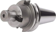 Accupro - CAT50 Dual Contact Taper Shank 3/4" Pilot Diam Shell Mill Holder - 6" Flange to Nose End Projection, 2" Nose Diam, 3/8-24 Lock Screw, Through-Spindle & DIN Flange Coolant - Exact Industrial Supply