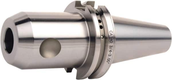 Accupro - CAT50 Dual Contact Taper Shank 1-1/4" Hole End Mill Holder/Adapter - 2-31/64" Nose Diam, 6" Projection, Through-Spindle & DIN Flange Coolant - Exact Industrial Supply