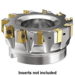 Kennametal - 6 Inserts, 2" Cut Diam, 3/4" Arbor Diam, 15.5mm Max Depth of Cut, Indexable Square-Shoulder Face Mill - 0° Lead Angle, 1.575" High, LNGU15T608SRGE Insert Compatibility, Series MILL 4-15 - Caliber Tooling