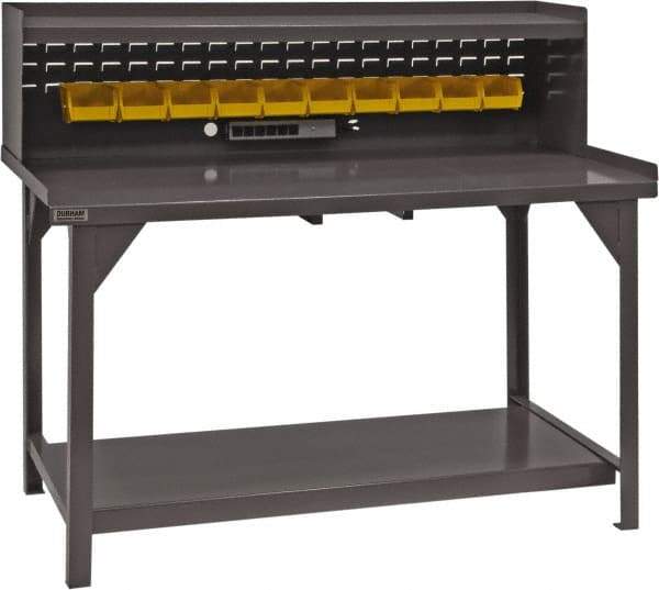 Durham - Mobile Work Bench - Steel, Fixed Leg, Gray, 60" Long x 30" Deep x 30-1/4" High - Caliber Tooling