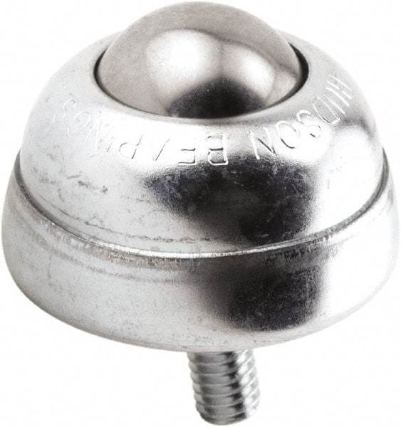 Hudson Bearing - 1 Inch Diameter, Round, Stainless Steel Ball Transfer - 1-3/4 Inch Overall Diameter, 1-3/8 Inch Mount Height, 75 Lb. Capacity - Caliber Tooling