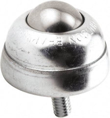 Hudson Bearing - 1 Inch Diameter, Round, Stainless Steel Ball Transfer - 1-3/4 Inch Overall Diameter, 1-3/8 Inch Mount Height, 75 Lb. Capacity - Caliber Tooling