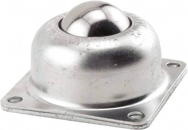 Hudson Bearing - 1-1/2 Inch Diameter, Square, Carbon Steel Ball Transfer - 1.8125 Inch Mount Height, 250 Lb. Capacity - Caliber Tooling