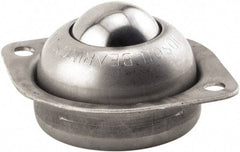 Hudson Bearing - 1 Inch Diameter, Round, Stainless Steel Ball Transfer - 3/4 Inch Mount Height, 75 Lb. Capacity - Caliber Tooling