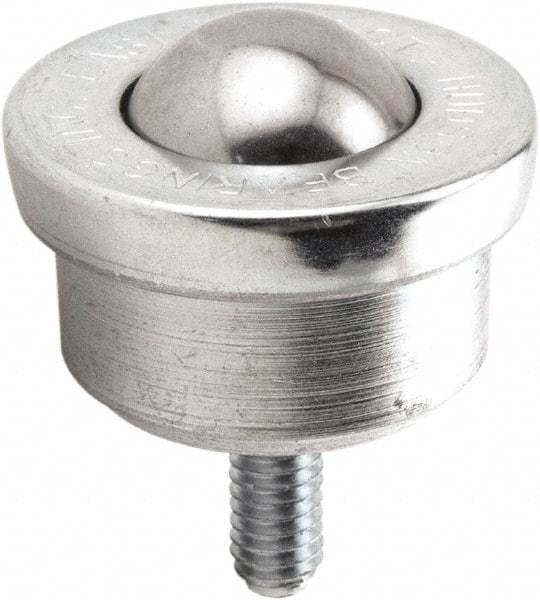 Hudson Bearing - 1 Inch Diameter, Round, Stainless Steel Ball Transfer - 1.6719 Inch Overall Diameter, 1-1/4 Inch Mount Height, 200 Lb. Capacity - Caliber Tooling