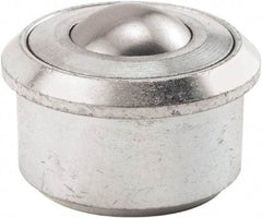 Hudson Bearing - 1.1875 Inch Diameter, Round, Stainless Steel Ball Transfer - 2 Inch Overall Diameter, 1/2 Inch Mount Height, 750 Lb. Capacity - Caliber Tooling