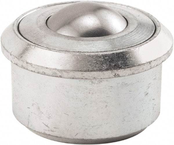 Hudson Bearing - 1.1875 Inch Diameter, Round, Carbon Steel Ball Transfer - 2 Inch Overall Diameter, 1/2 Inch Mount Height, 750 Lb. Capacity - Caliber Tooling