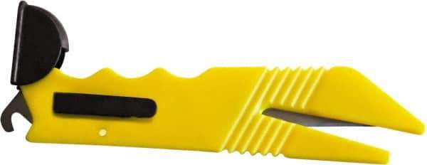 ICT - Fixed Safety Utility Knife - 1" Stainless Steel Blade, Yellow ABS Handle, 2 Blades Included - Caliber Tooling