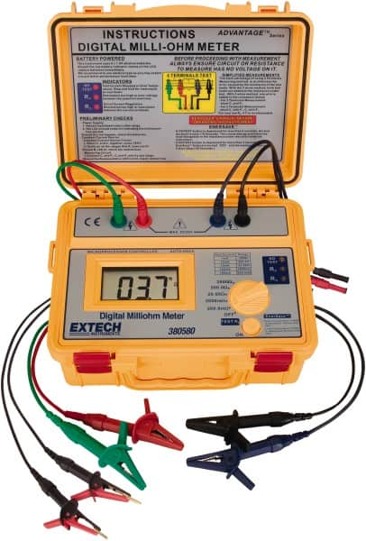 Extech - Digital LCD Display, 0.002 Megohm Electrical Insulation Resistance Tester & Megohmmeter - Powered by AA Battery - Caliber Tooling