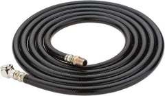 PRO-SOURCE - 1/4" ID x 1/2" OD 10' Long Air Tank Hose - Tire Chuck Ends, 300 Working psi, 158°, 1/4" Fitting, Black - Caliber Tooling