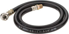 PRO-SOURCE - 1/4" ID x 1/2" OD 3' Long Air Tank Hose - Tire Chuck Ends, 300 Working psi, 158°, 1/4" Fitting, Black - Caliber Tooling