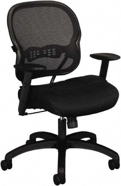 Basyx - 41-3/4" High Mid Back Chair - 27-3/8" Wide x 26-3/8" Deep, Padded Mesh Seat, Black - Caliber Tooling