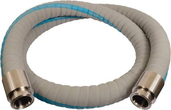 Continental ContiTech - 2" Inside x 2.53" Outside Diam, 220°F, Tri-Clovers Food & Beverage Hose - 3" Bend Radius, Gray, 20' Long, 250 Max psi, 29 Vacuum Rating - Caliber Tooling