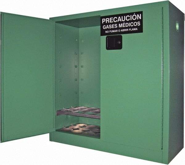 Securall Cabinets - 2 Door, Green Steel Standard Safety Cabinet for Flammable and Combustible Liquids - 44" High x 43" Wide x 18" Deep, Manual Closing Door, 3 Point Key Lock, D, E Cylinder Capacity - Caliber Tooling