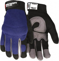 MCR Safety - Size XL Synthetic Blend General Protection Work Gloves - For Work & Driver, Uncoated, Adjustable Closure Cuff, Black/Blue, Paired - Caliber Tooling