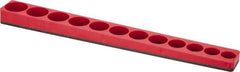 Made in USA - 12 Piece Capacity Magnetic Shallow Socket Holder - 3/8" Drive, Red - Caliber Tooling