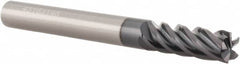 Accupro - 1/4", 5 Flute, Single End, Solid Carbide, 0.045" Corner Radius End Mill - 2-1/2" OAL, Right Hand Flute, 3/4" LOC, Right Hand Cut - Caliber Tooling