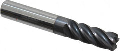 Accupro - 3/8", 5 Flute, Single End, Solid Carbide, 0.045" Corner Radius End Mill - 2-1/2" OAL, Right Hand Flute, 1" LOC, Right Hand Cut - Caliber Tooling